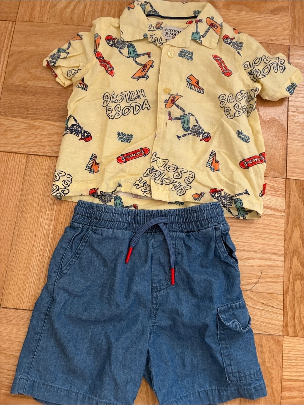 Scotch & Soda Boys Button Down Shirt Shorts Set 2T